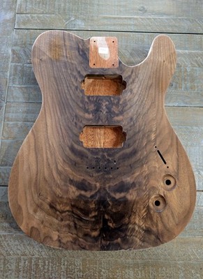 Carved Top Guitar Body, Figured Walnut on Sapele