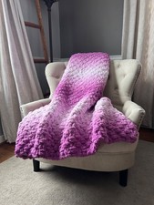 Chunky Knit Blanket Pink Ombre Blanket