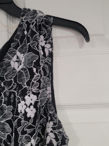 Connected Maxi Dress Womens 16 Black And White Lace Textured Draped Stretch - Picture 8 of 15