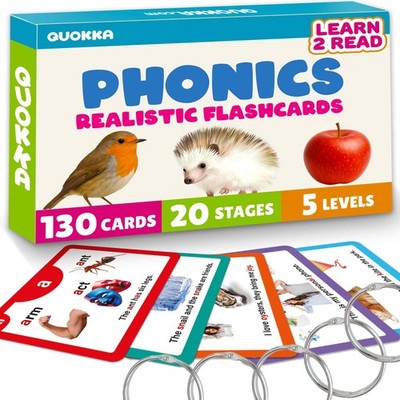 Phonics Flash Cards for Kids Ages 4-8   20 Phonic Stages 130 Card Games for K...