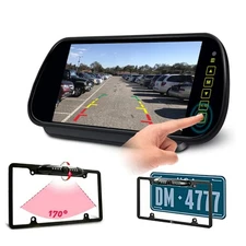 7" Monitor Car Rear View Auto License Plate Backup Camera Night View Waterproof