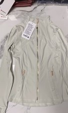 Lululemon Women's White Full Zip Activewear Jacket with Pockets Athletic Fit