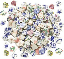 Broken Ceramic Mosaic Tiles Blue White Glazed Irregular Porcelain Plate 11x11in