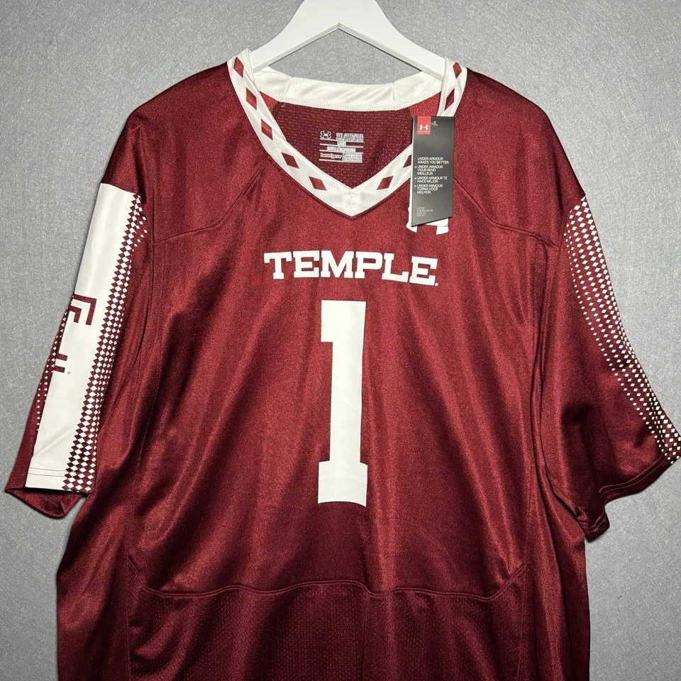 Camiseta de fútbol americano Under Armour 2XL de Temple University para hombre/adulto granate NCAA #1 Foto 2 de 4