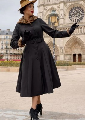 Miss Candyfloss RETRO Loree Lou Flare Furs Lining Swing Water Repellent COAT M