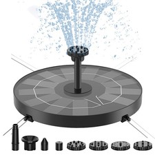 Solar Bird Bath Fountain with 6 Nozzles, High-Quality Water Pump for Garden