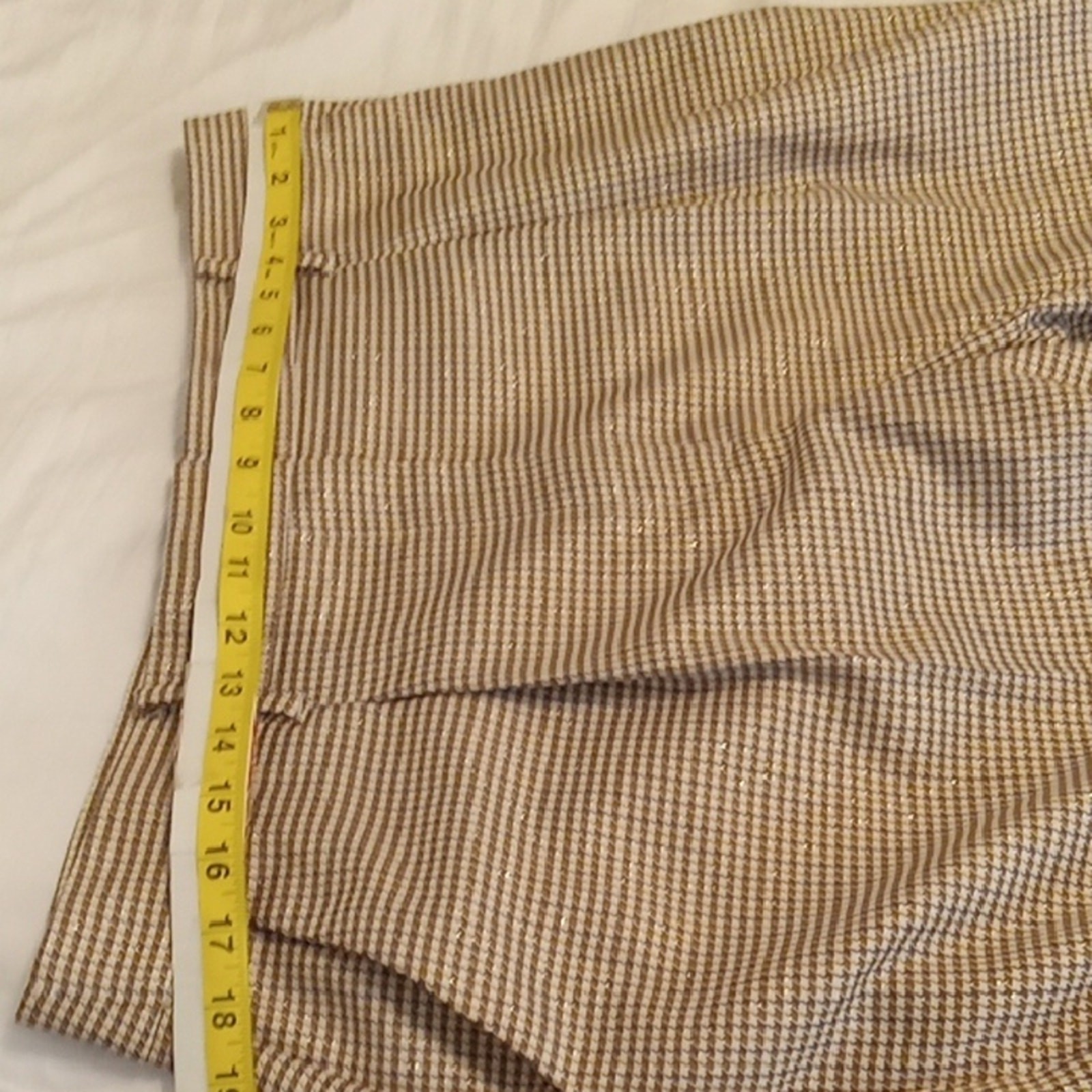 NWT Nine West Women's Size 16 Herringbone Checkered Tan Trousers. Office, Plus image 8