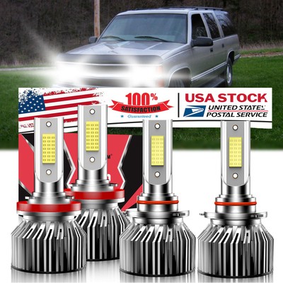 For Chevrolet Suburban 2015-2021 4x LED Headlight High Low Bulbs Kit 6000K White