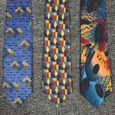 Necktie Lot Of 3 Mens Standard Italian Silk Scenario Conte Di Milano Business