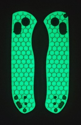Kizer Drop Bear 2 Custom Made Scales PLA Plastic Blue With Glow Hexagon NO KNIFE