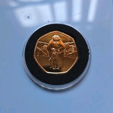 2019 Snowman 50p BU Coin  24k Gold Plated 