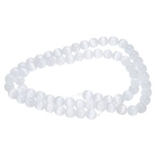 65pcs Cream White Cat's Eye Stone Beads 6mm Round Crystal Loose Bead