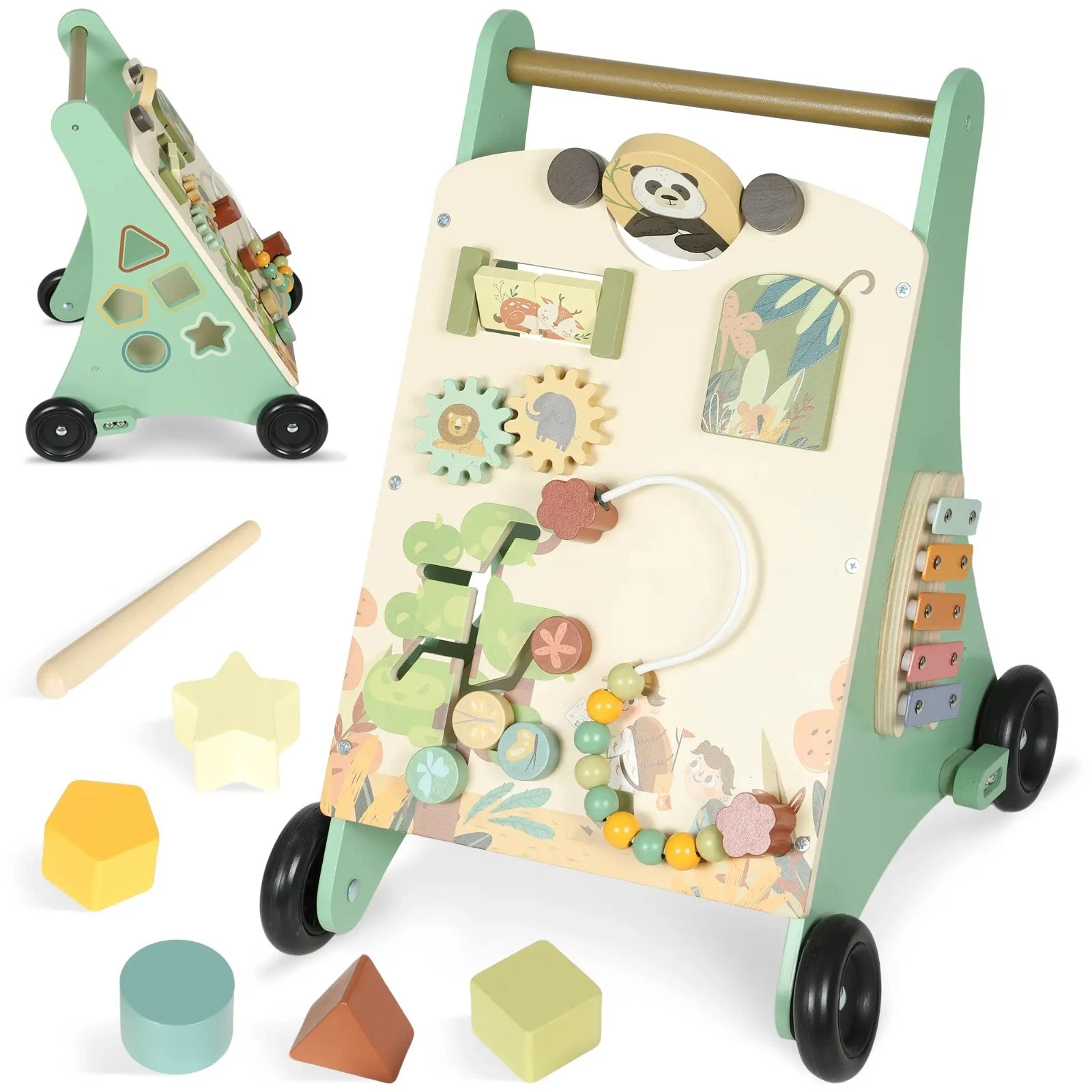 18M+ Wooden Baby Walker Activity Centre Montessori Adjustable Speed Push Toy
Opens in a new window o