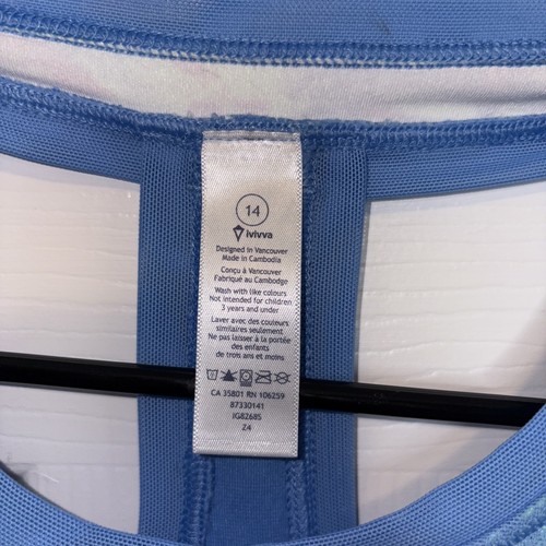 Lululemon Ivivva Girls Play For Love Athletic Tennis Dress 14 Blue Green 0967 - Picture 3 of 7