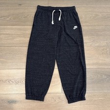 NIKE Heathered Black Sportswear Gym Vintage High Waisted Thin Cotton Capri Sz S