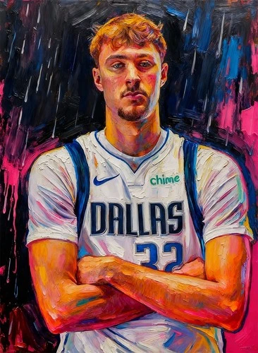 2026 Cooper Flagg Rookie Mavericks Oil Painting Art Card Print Artist Signed /30