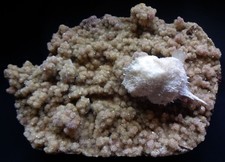 MORDONITE BALL W/ STILBITE BLED ON CORAL CHALCEDONY FORMAT BASE MINERAL