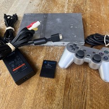 Silver Sony PlayStation 2 PS2 Slim Console Bundle SPCH-79001 Tested Working  2 