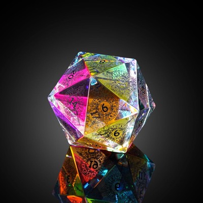 UDIXI 30Mm Prism Glass D20 Dice Large Polyhedral Dice 20 Sized DND Dice Glass Di