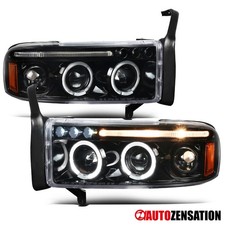 Fit 1994-2001 Dodge Ram 1500 2500 Slick Black Led Halo Projector Headlights Lamp Fit 1994-2001 Dodge Ram 1500 2500 Slick Black Led Halo Projector Headlights Lamp
