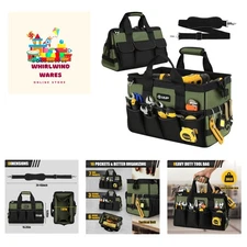 Heavy Duty Tool Bag 15-Inch, 16-Pocket Portable Empty Tool Box Organizer Stor...