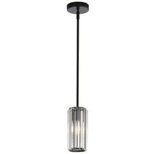 Black Modern Pendant Light for Kitchen Island, 1-Light Mini Crystal Chandelie...
