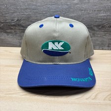 Vintage Novartis Seeds Hat Cap Snap Back Beige Blue NK Logo Farming Agriculture