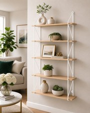 5 Tier Metal Wire Wall Floating Shelves Decoration Storage Shelf Living Room 