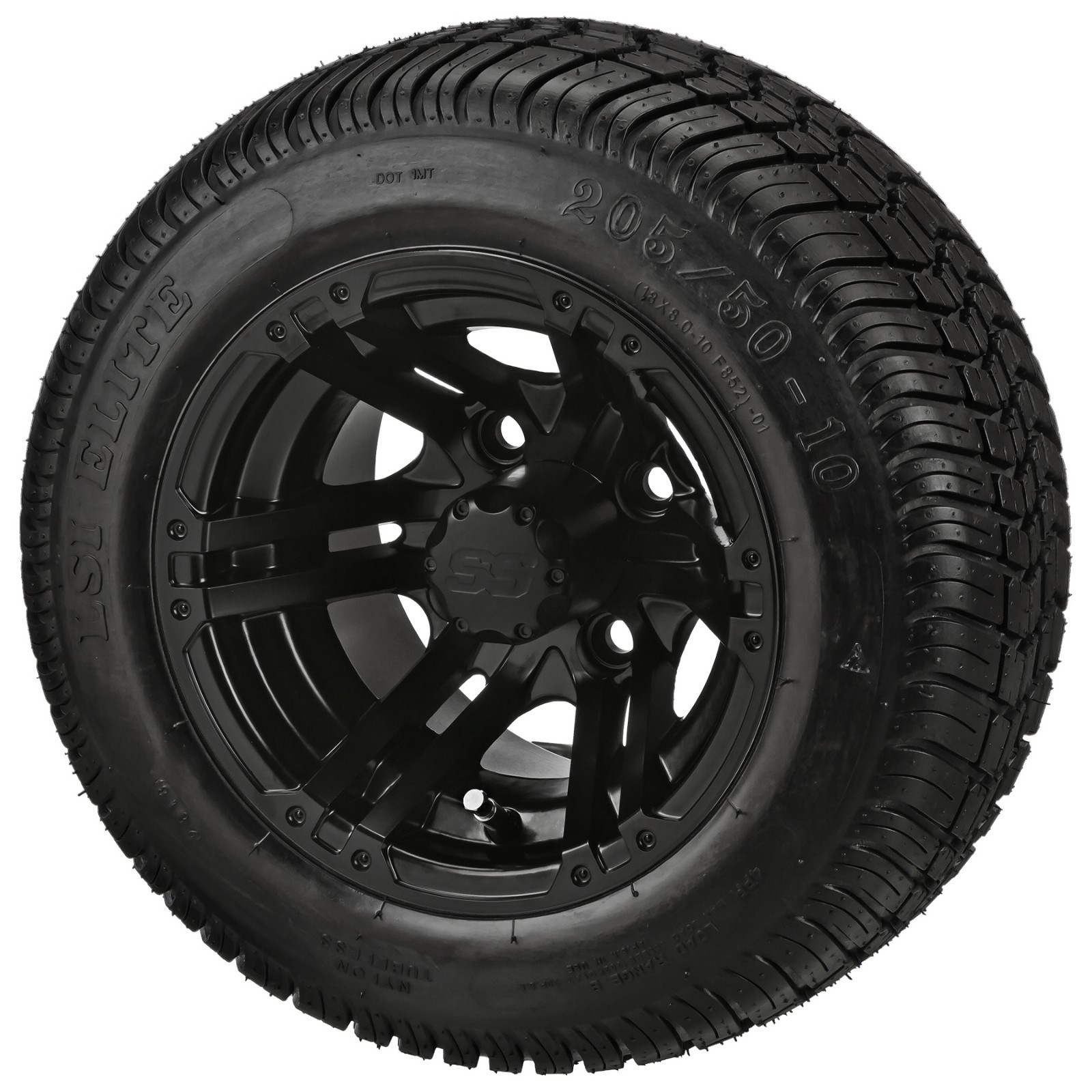 (4) Golf Cart 205/50-10 Low Profile Tires on 10x7 Matte Black Yukon Wheels