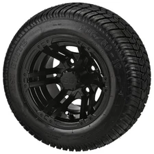 (4) Golf Cart 205/50-10 Low Profile Tires on 10x7 Matte Black Yukon Wheels