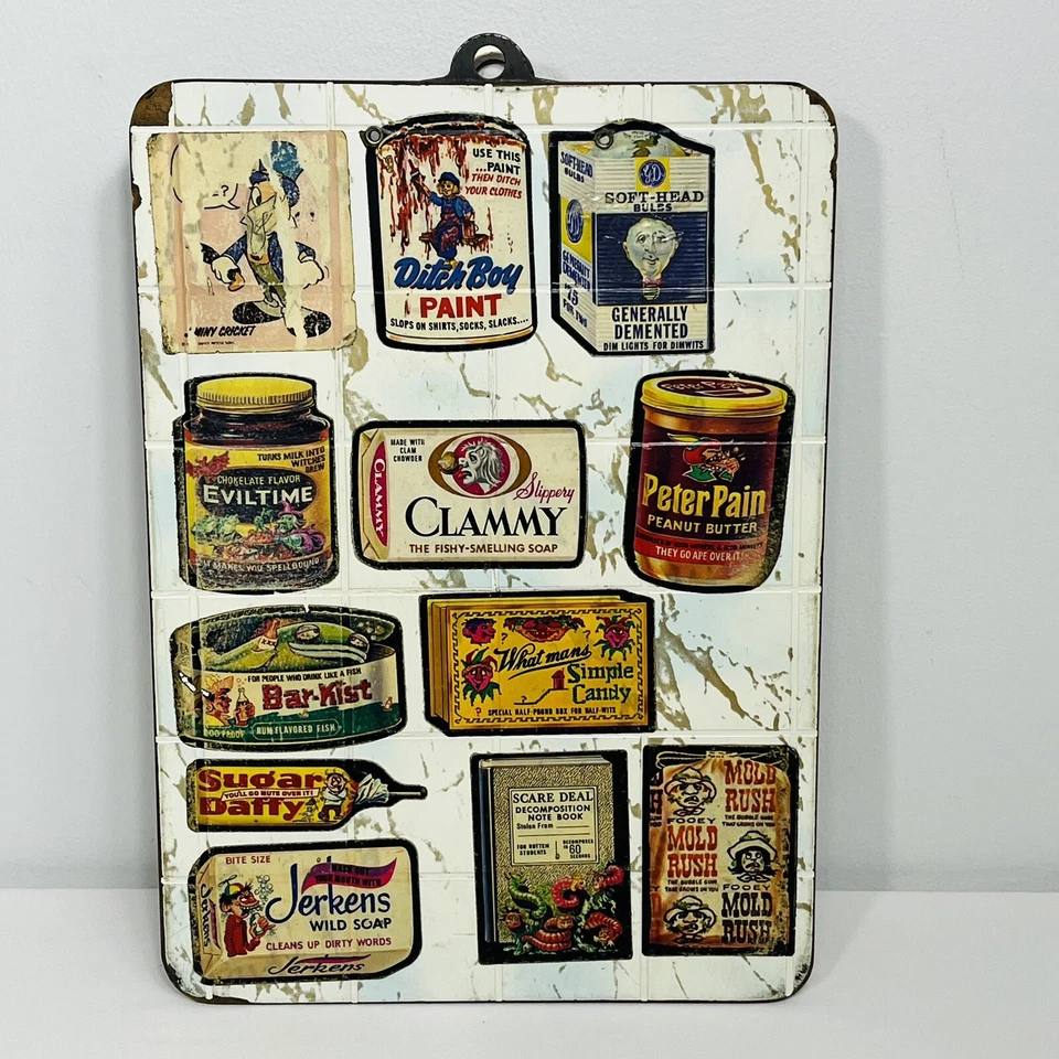 Vintage Topps Wacky Stickers on Clipboard 24 Crude Dark Humor Display Man Cave - Image 2 of 4