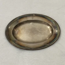 Antique 1911 Art Krupp Berndorf Small 9” Silver Plated Medal Tray Anchor Crest