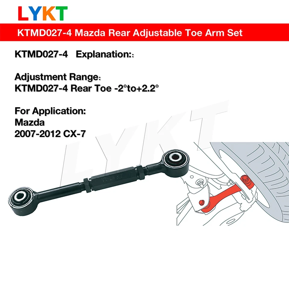 LYKT 2pcs Adjustable Control Arms Rear Alignment Toe Kit for Mazda 07-12 CX-7 Foto 2 de 4