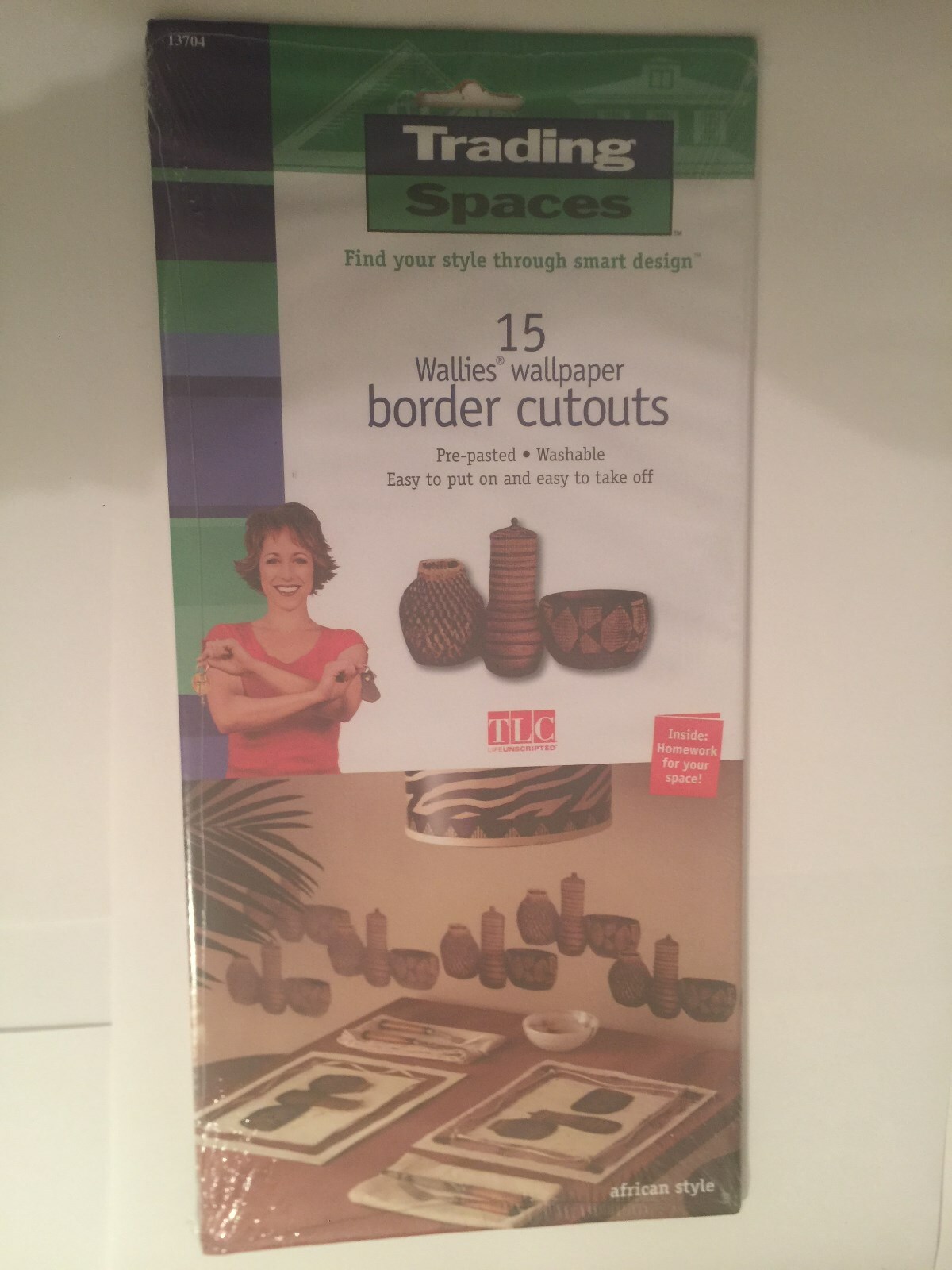 15 African Style 3 Woven Baskets Brown Black Border Cutouts Wallies Wall Decals