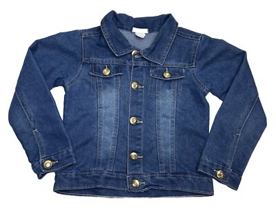 One Step Up Blue Denim Long Sleeve Button Down Jacket Girls Kids Size L (6X)