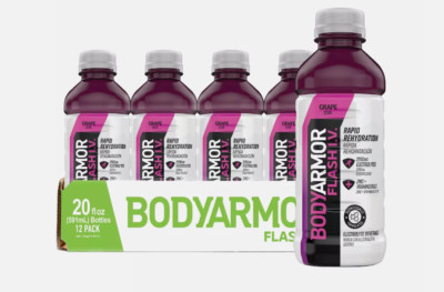 BODYARMOR Flash I.V. Rapid Rehydration Electrolyte Beverage, Grape 20oz 12pk