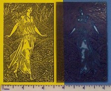 UM Lady in Woods by William Morris rubber stamp great detail