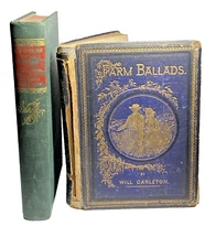 Antique 1873 Vintage 1941 Decorative Books Green Blue Gold: Farm Ballads