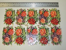 Unused No 577 Victorian Die cut Scraps Roses by M.P. Made in England