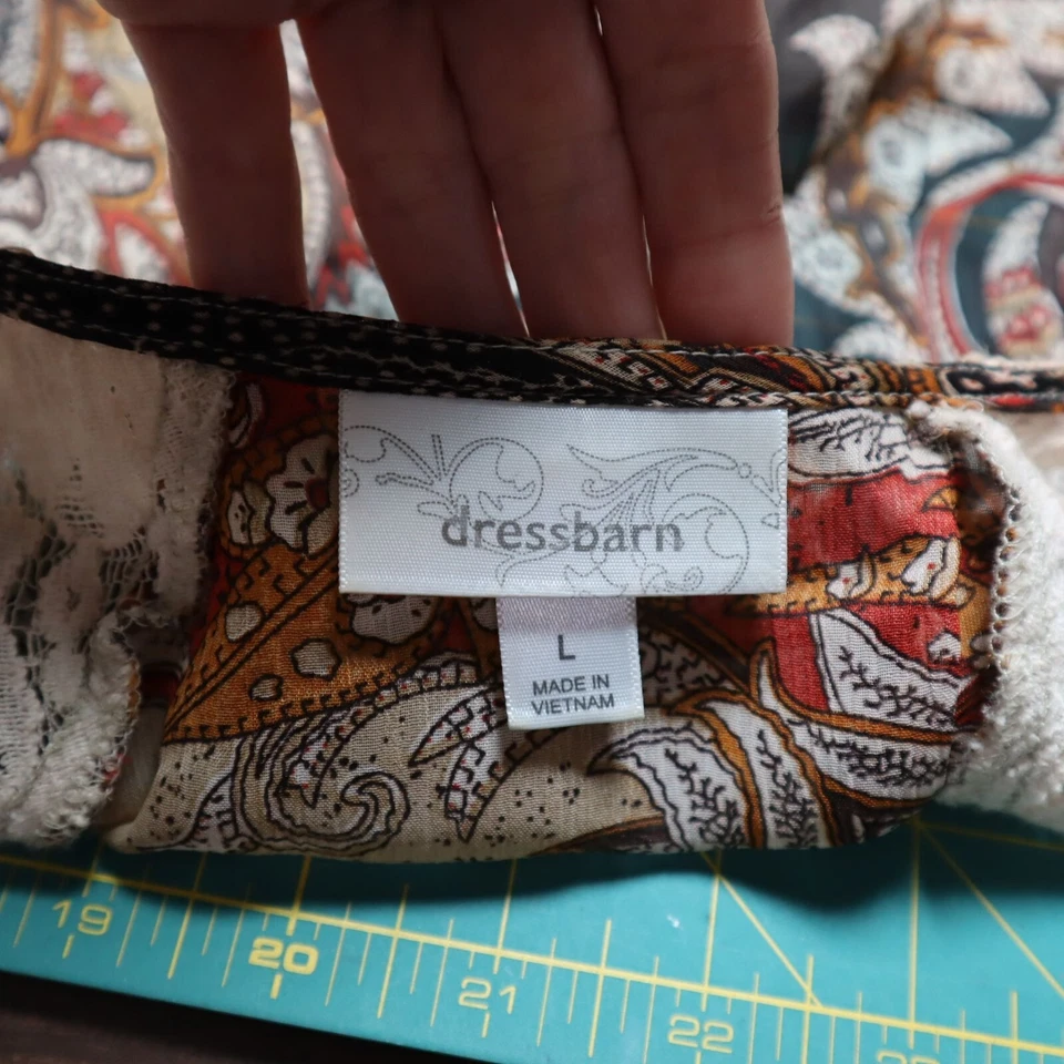 Dressbarn Sheer Cardigan Womens L Brown Boho Grannycore Transitional 70's Style - Image 2 of 4