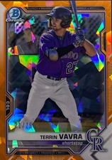 2021 Bowman Chrome Sapphire #BCP-100 Terrin Vavra /75 Orange Refractor 