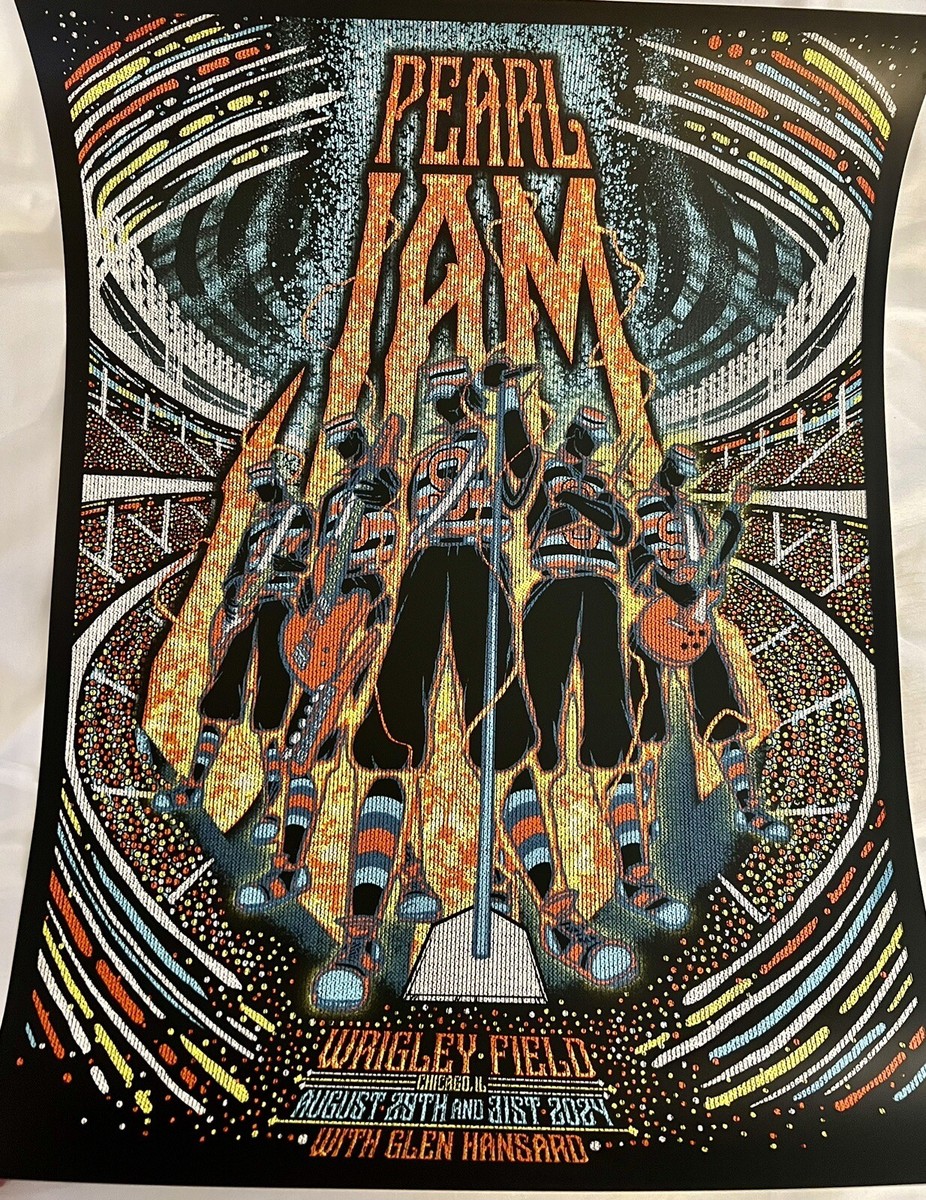 PEARL JAM POSTER WRIGLEY FIELD CHICAGO 2024 BRAD KLAUSEN CUBS