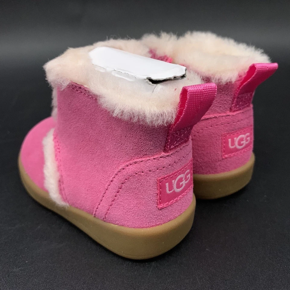 UGG BABY DADEN ОБУВЬ РАЗМЕР 2/3 МЛАДЕНЦА РОЗОВЫЙ AZALEA ЗАМШИ ШЕРСТИ СТЕЛЬКИ СТОРОНЫ МОЛНИИ - Изображение 2 из 4