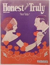 Sheet Music Honest & Truly 1924 Art Deco Cover To Frame Vintage