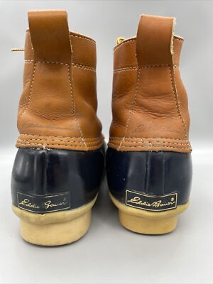 Eddie Bauer Mens Duck Boots Navy Blue Tan Leather Rubber Winter Snow Boots 8M Eddie Bauer Men main image 3