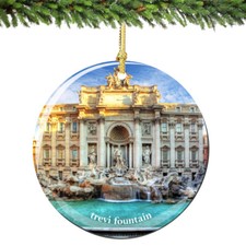 City-Souvenirs Rome Trevi Fountain Christmas Ornament Porcelain 2.75 Inch Double