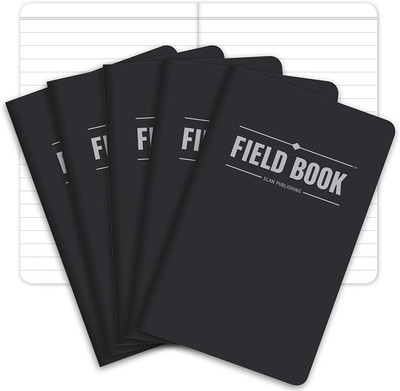 Field Notebook/Pocket Journal - 3.5''X5.5'' - Black - Lined Memo Book - Pack of 5