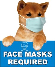 CUTE PUPPY DOG FACE MASK REQUIRED STOREFRONT VINYL DECALS CHOOSE YOUR SIZE 