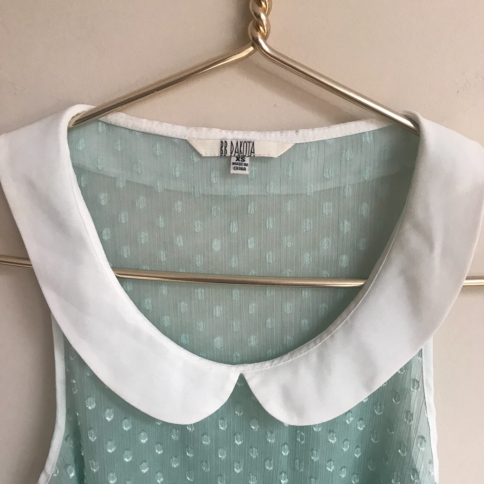 Revolve BB Dakota Clarendon Peter Pan Collar Sheer Tank Mint Size XS EUC image 5