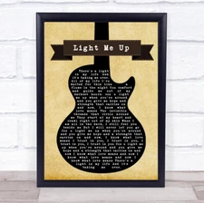Light Me Up Black Guitar Song Lyric Quote Print